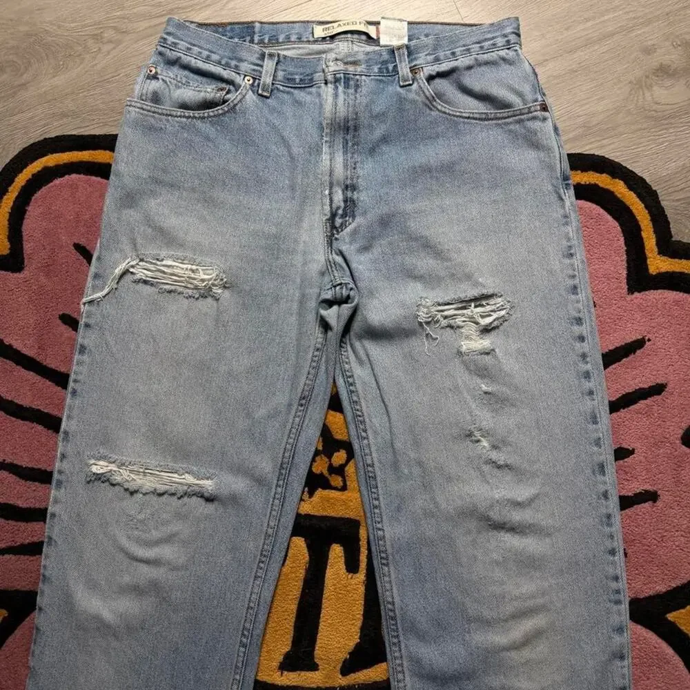 Vintage Y2K Levi’s 550 Relaxed Fit Distressed Denim Jeans Size 34x34 Blue